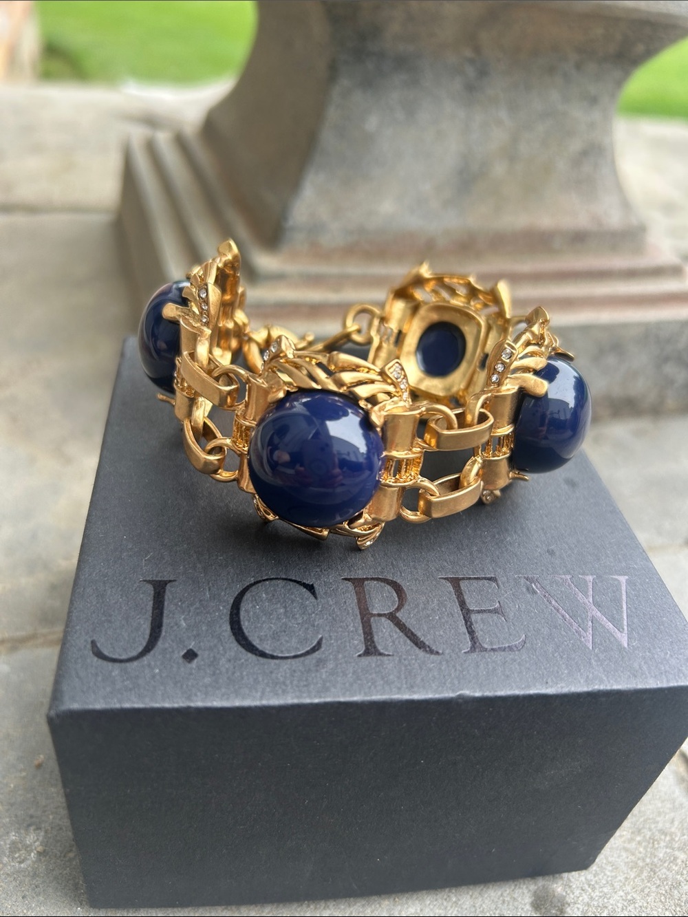 NWOT J. Crew Navy Golden Cabochon Bracelet